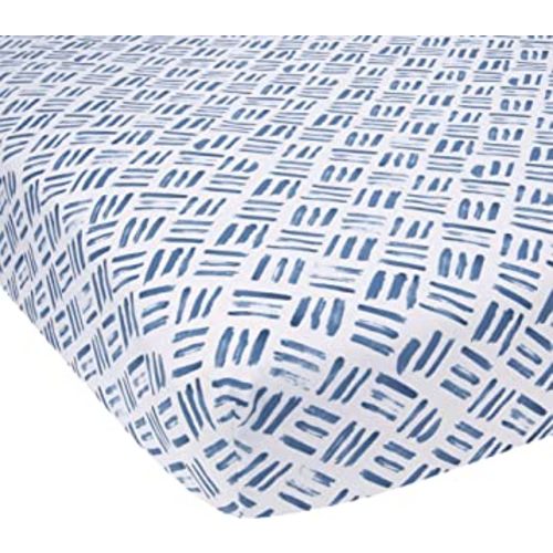 Lambs & Ivy Signature Crosshatch Organic Cotton Navy Blue Fitted Crib Sheet