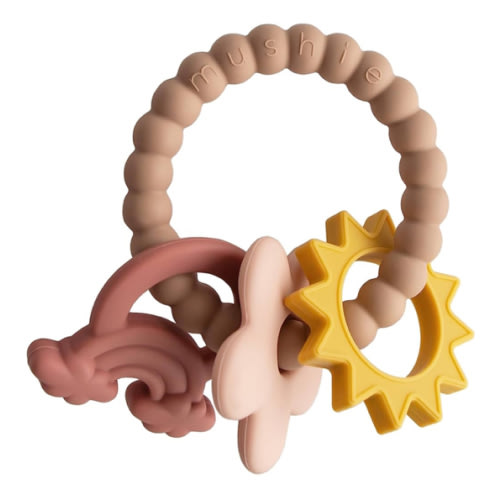 mushie Silicone Nature Teething Ring Toy