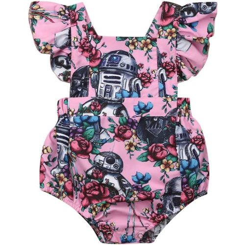 Baby Girl Dress Clothes Newborn One Piece Romper Floral Sleeveless Ruffle Princess Tutu Dress Summer Clothes - A-pink - 6 Months