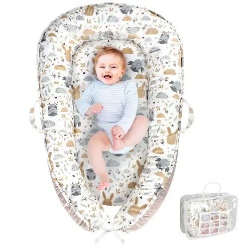Baby Lounger, Baby Lounger for Newborn 0-24 Months, Portable and Soft Baby Nest, Babies Essential Gifts, Breathable Portable Infant Lounnger for Travel and Home