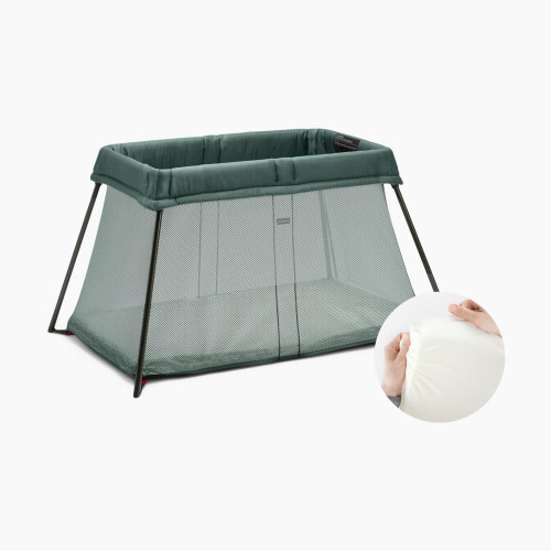Babybjörn Travel Crib & Organic Sheet Bundle - Dark Green