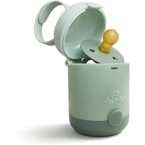 Itzy Ritzy Pacifier Holder - Dual-Sided Pacifier Case with Strap to Keep Clean & Dirty Pacifiers Separate, Paci Holder for Diaper Bag & Stroller (Pacifiers Not Included), Sage
