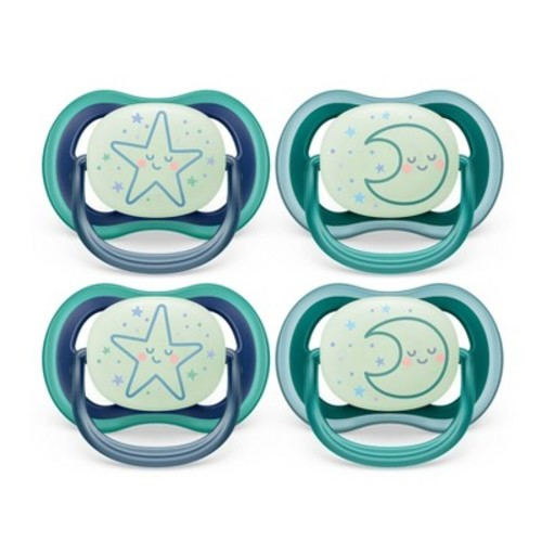Avent Philips Ultra Air Pacifier 6-18 Months - Sleeping Star/Sleeping Moon Nighttime - 4pk