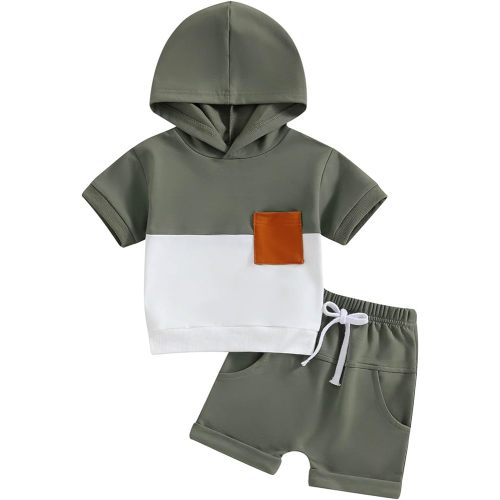TheFound Toddler Boys Summer 2pcs Clothes Sets Hooded Tank Top Striped Shorts Cute Newborn Baby Boy Coming Home Outfit
