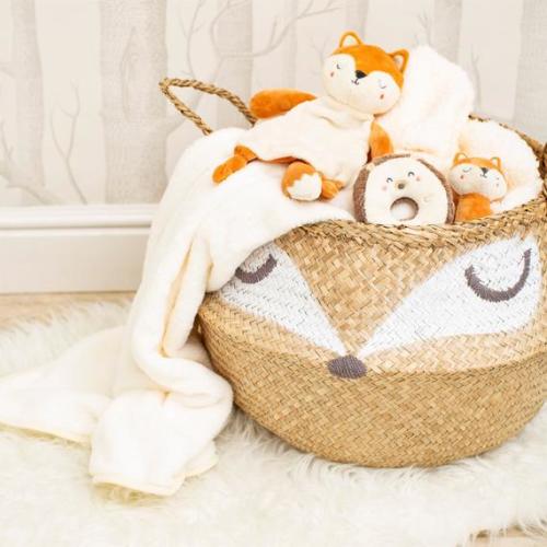 Fox Basket Cream Nursery Baby Interior Storage Raffia Basket - Etsy