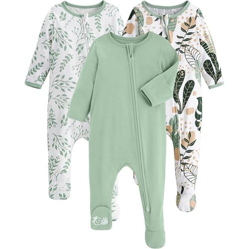 Yoofoss Baby Pajamas 100% Cotton Baby Sleepers for Newborn 0-3 3-6 6-9 Months Boys Girls Clothes 3Pack Soft Footed PJs