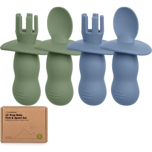 KeaBabies 2-Sets Prep Baby Spoons & Forks Set, Slate