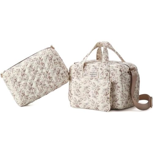 BBIQI Quilted Diaper Bag Tote Floral Baby Hospital Bag Cute Mommy Bag Crossbody Pañaleras Para Beb