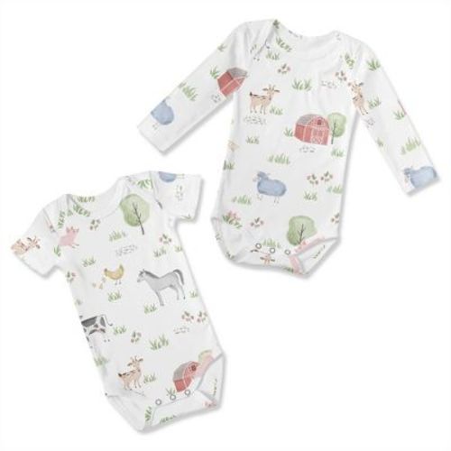 Sweet Jojo Designs Gender Neutral Baby Bodysuits - Set 6-12m Farm Animals Multicolor 2pc