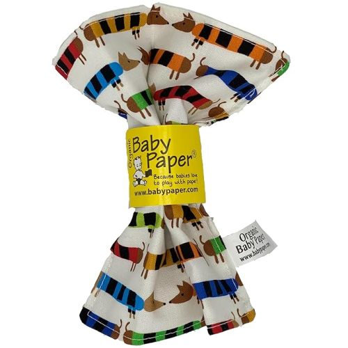 Original Baby Paper - Crinkle Teether and Sensory Toy for Babies and Infants | Organic Dachshund Print | Non-Toxic, Washable | Great for Baby Showers