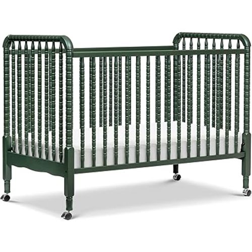 DaVinci Jenny Lind 3-in-1 Convertible Crib in Forest Green, Removable Wheels, Greenguard Gold