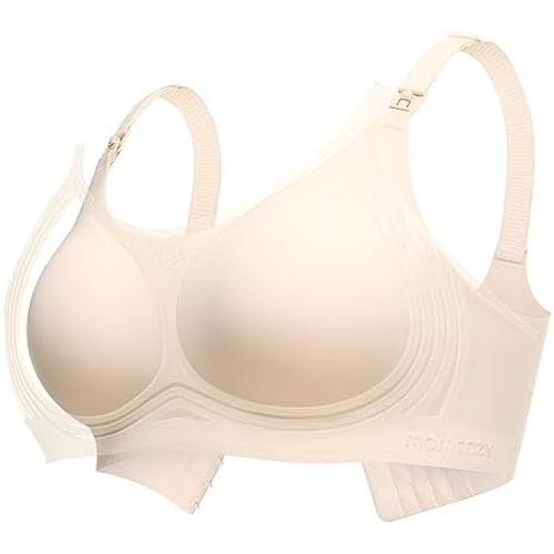 Momcozy Nursing Bras for Breastfeeding, FB016 Jelly Strip Support Comfort Maternity Bra, Full-Coverage Seamless Wireless Bra