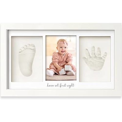 Baby Hand and Footprint Kit - Baby Footprint Kit, Newborn Keepsake Frame, Baby Handprint Kit, Personalized Baby Gifts, Nursery Decor, Baby Shower Gifts for Girls Boys(Alpine White)