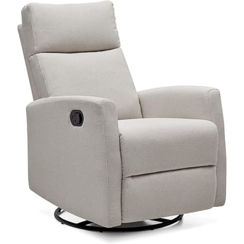 S1 Rocking Chair Nursery,Swivel Recliner for Adults,Adjustable Glider Recliner Nursery Chair,Living Room Chair with Lumbar Support,Manual Single Reclining Sofa for Bedroom,Theater,Light Grey