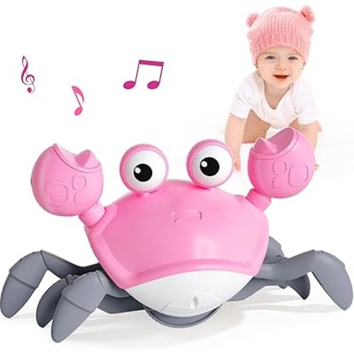 Baby Girl Toys Toddler Gifts: Tummy Time Crawling Crab Baby Toys 6 7 8 9 10 11 12 6-12 9-12 12-18 Months Infant Toddlers Age 1-2 Montessori Musical Toys 1 2 3 Year Old Girls 1st First Birthday Gift