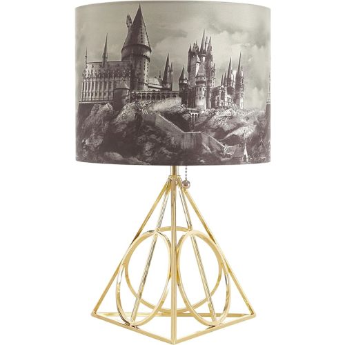 Idea Nuova Harry Potter Figural Gold Wire Base Table Lamp with Printed Hogwarts Shade, 16" H
