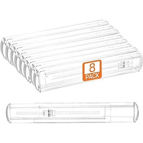 8 Pack Drawer Dividers for Clothes, 2.3" High 13"-21" Adjustable Drawer Dividers Expandable Dresser Drawer Organizer, Clear Drawer Separators for Clothes, Underwear, Cosmetic, Kitchen Utensils Storage