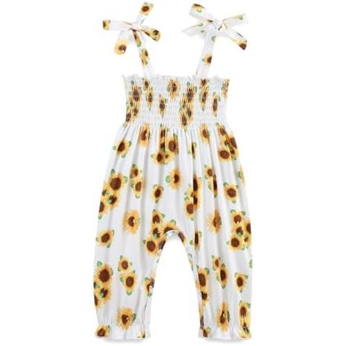 Baby Girl Summer Romper Sleeveless Ruffle Halter Floral Jumpsuit Clothes 0~24M