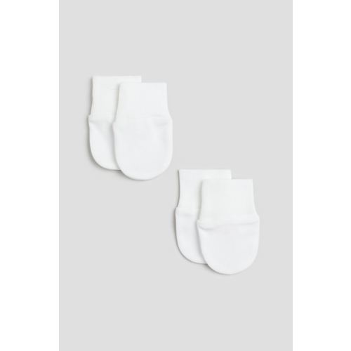 H&M 2-pack No-scratch Mittens, White