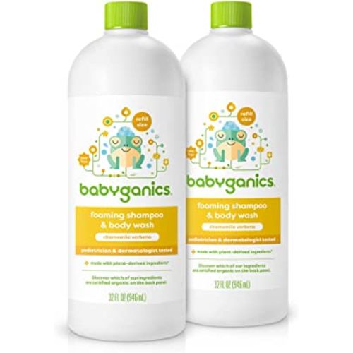Babyganics Shampoo and Body Wash Refill, Chamomile Verbena, 32 Fl Oz (Pack of 2)