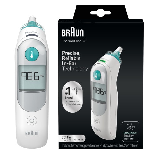 Braun Kids ThermoScan 5 Ear Thermometer, Quick Read, Sanitary, Memory Function, White, IRT6500US