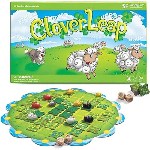 SimplyFun Clover Leap - Educational Vocabulary Game - Sentence Building for Kids, Develop Sentence Structure & Vocabulary Skills, Fun Learning Game for Families - 2-4 Players, Ages 5 & Up