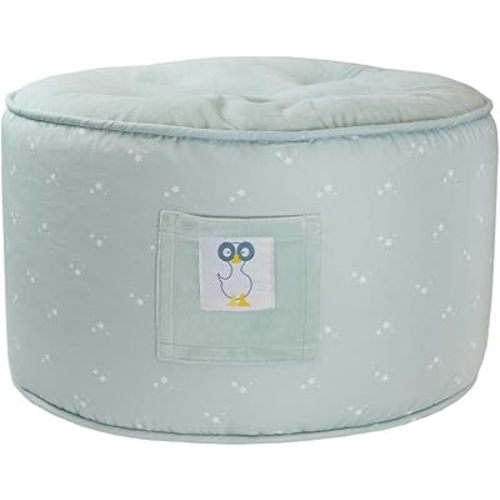 GooseWaddle Soft and Comfortable Kids Ottoman Toddler Pouf Seating for Your Little One's Playroom or Nursery (Star Light Blue)