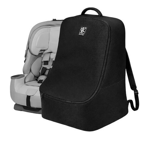 J.L. Childress Padded Backpack Car Seat Bag - Car Seat Travel Bag for Airplane, Cover Fits Most Baby & Infant Carriers & Boosters, Airport Accessories for Gate Check or Baggage Check - Ultimate, Black