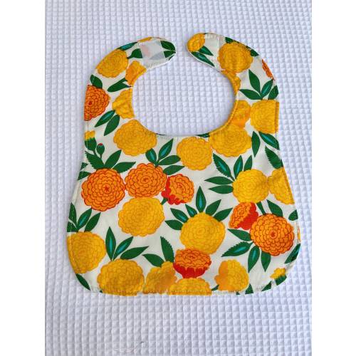 Maravilla Marigold White Bib, Infant Bib, baby bib with white waffle weave absorbent backing