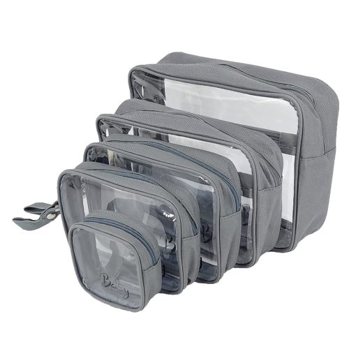 5 Piece Diaper Bag Organizer Pouch Set, Clear with Straps and Pacifier Case