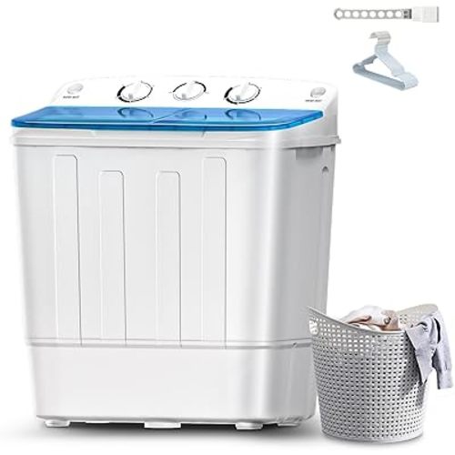 Double Tub 18LBS Washing Machine, Portable Washer and Spin Dryer Combo, Compact Laundry Machine for Apartments, Camping & RVs, Easy to Use, Energy & Water Efficient (18lbs)