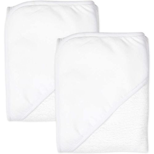 HonestBaby Baby 2-Pack Organic Cotton Hooded Towels - One Size - Bright White