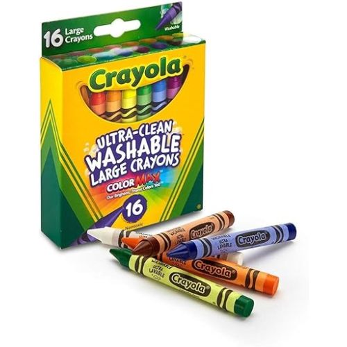 Crayola 52-3281 Large Washable Crayons Assorted Colors 16 Count (Pack of 2)