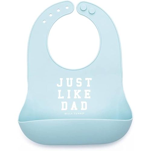 Baby Bib for Eating by Bella Tunno, Waterproof Silicone Bib with Large Food Catcher, Adjustable Fit for Babies 4-12 months & Toddlers 1-3 Years, Boys & Girls, Just Like Dad