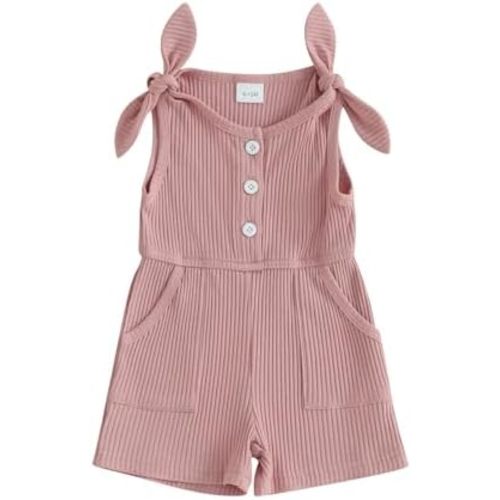 Fernvia Toddler Baby Girl Summer Clothes Sleeveless Ribbed Knitted Jumpsuit Shorts Overalls Baby One Piece Outfit