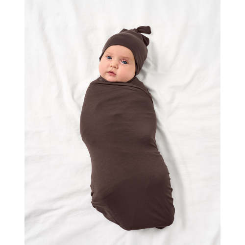Dark Chocolate Swaddle & Hat Set | Little Sleepies