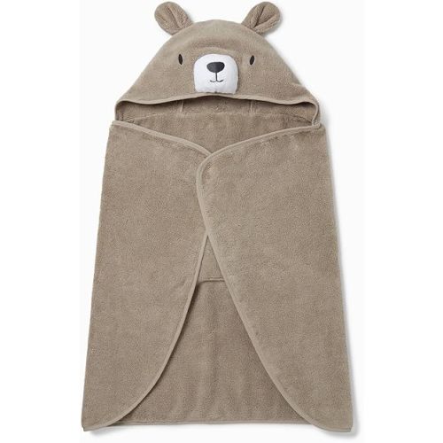 MORI Boys and Girls Hooded Bear Bath Towel in Taupe - Unisex Baby Toddler Soft Blanket - Ultra Absorbent and Long Lasting - One Size