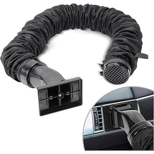 6ft Integrated Design Car Air Conditioning System with Square Adapter, Directs Cool Air to The Backseat, Making The Back Seat Cool Again, Fits Most Vehicle Square Vents, Black