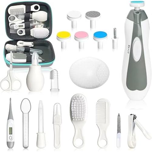 Baby Healthcare and Grooming Kit, Portable Baby Safety Care Set, Baby Essentials kit for Newborn (Grey White 20 in 1)