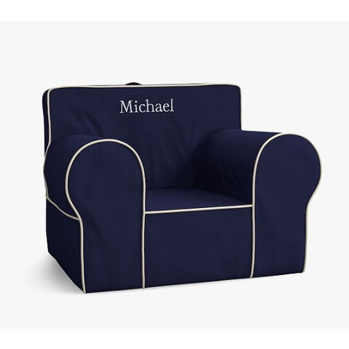 Oversized Navy with White Piping Anywhere Chair® | Oversized Kids Chair | Pottery Barn Kids