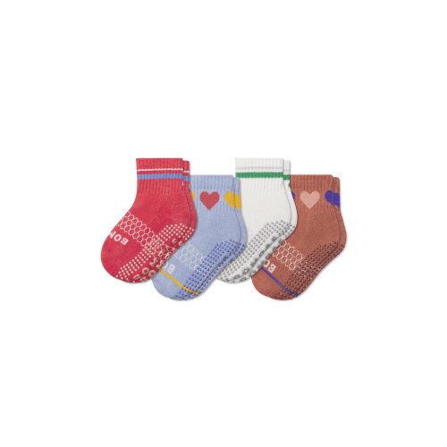 Toddler Hearts Gripper Calf Sock 4-Pack