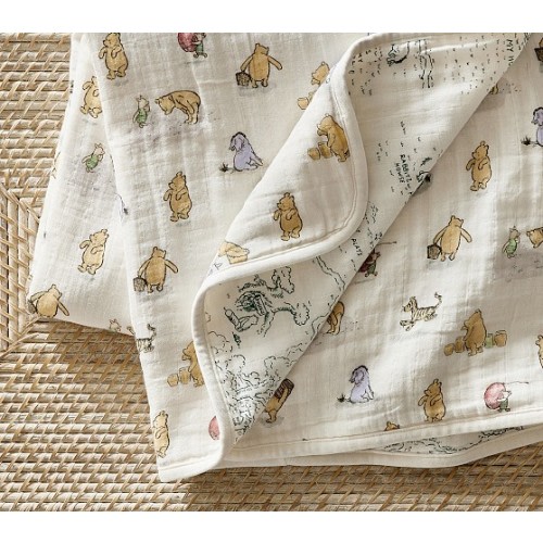 Disney's Winnie the Pooh Oversized Organic Muslin Baby Blanket | Pottery Barn Kids