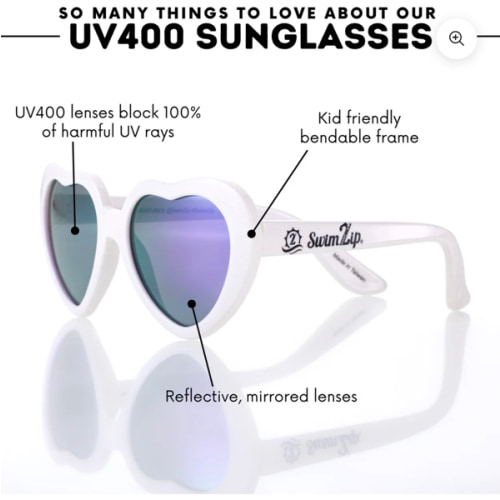 Kids Heart Sunglasses - White 0-3yrs