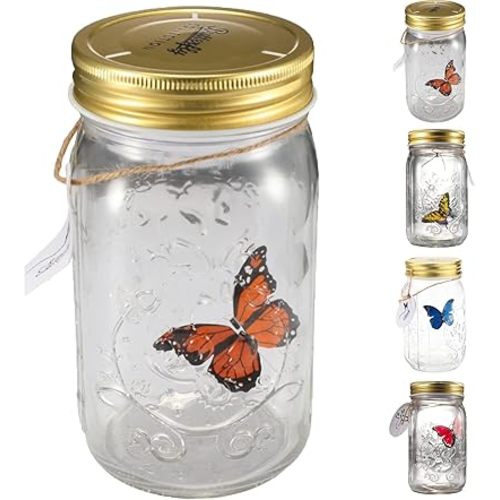 Butterfly Collection Jar, Butterfly in a Jar That Moves, Butterfly Collection Mason Jar, Animated Butterfly in a Jar (orange)