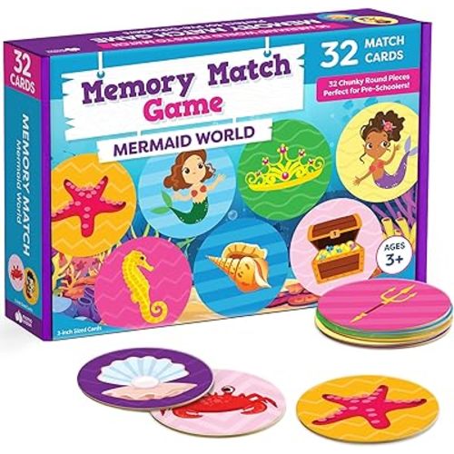 Mermaid Toys for Girls 4-6 Matching Game - Memory Game for Kids - Girls Toys 4-5 - Mermaid Gifts for Girls 4-6 - 4 Year Old Girl Birthday Gifts Kids Games Preschool Educational Toys - Back to School