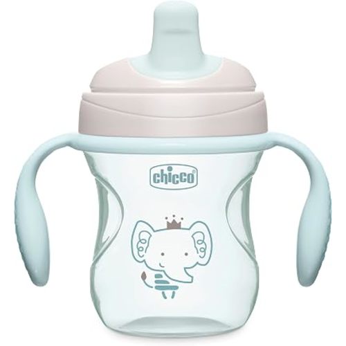 Chicco Trainer Sippy Cup 6+ Months, 7oz Baby Training Cup with Bite-Resistance Semi-Soft Spout, Easy Grip Removable Handles, Measurement Markings, BPA-Free, Sage