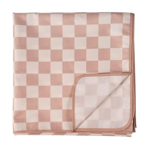 Tiny Twinkle Mess-Proof Splat Mats for Under High Chairs or Table Cover for Art Projects for Baby and Toddler (51" x 51", Brown Checkers)
