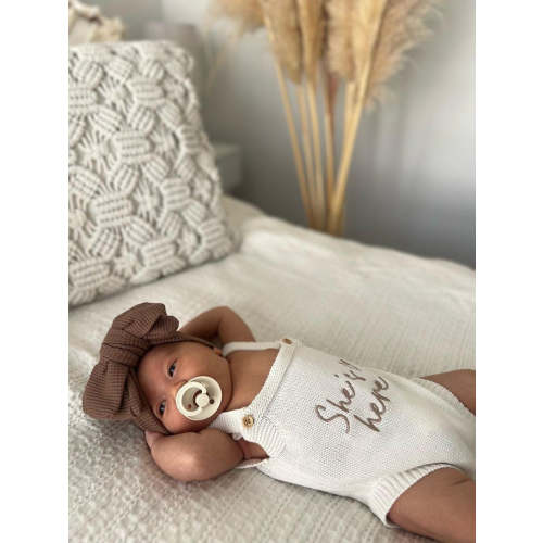 CHUNKY WAFFLE BOW HEADBAND - WALNUT