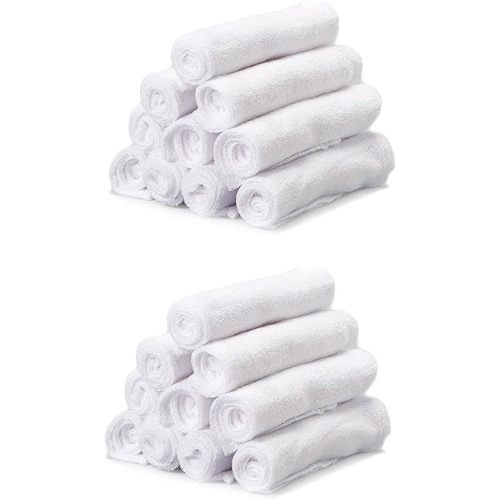 Spasilk Washcloth Wipes Set for Newborn Boys and Girls, Soft Terry Washcloth Set, Pack of 20, White