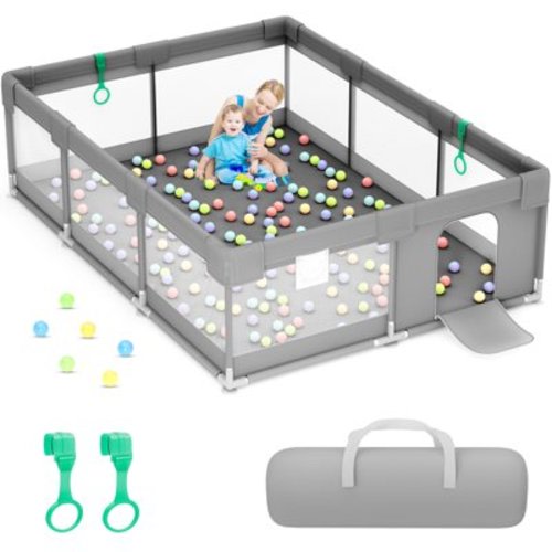 babyeap Baby Playpen,71*50 Inch Extra Large Baby Playards for Babies and Toddlers,Fence Baby Play Yards for Indoor & Outdoor with Breathable Mesh,Dark Gray